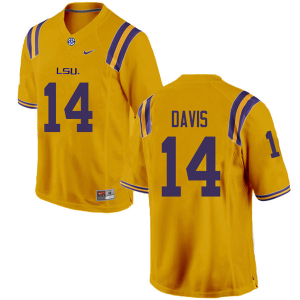 Men #14 Drake Davis LSU Tigers College Football Jerseys Sale-Gold - Click Image to Close